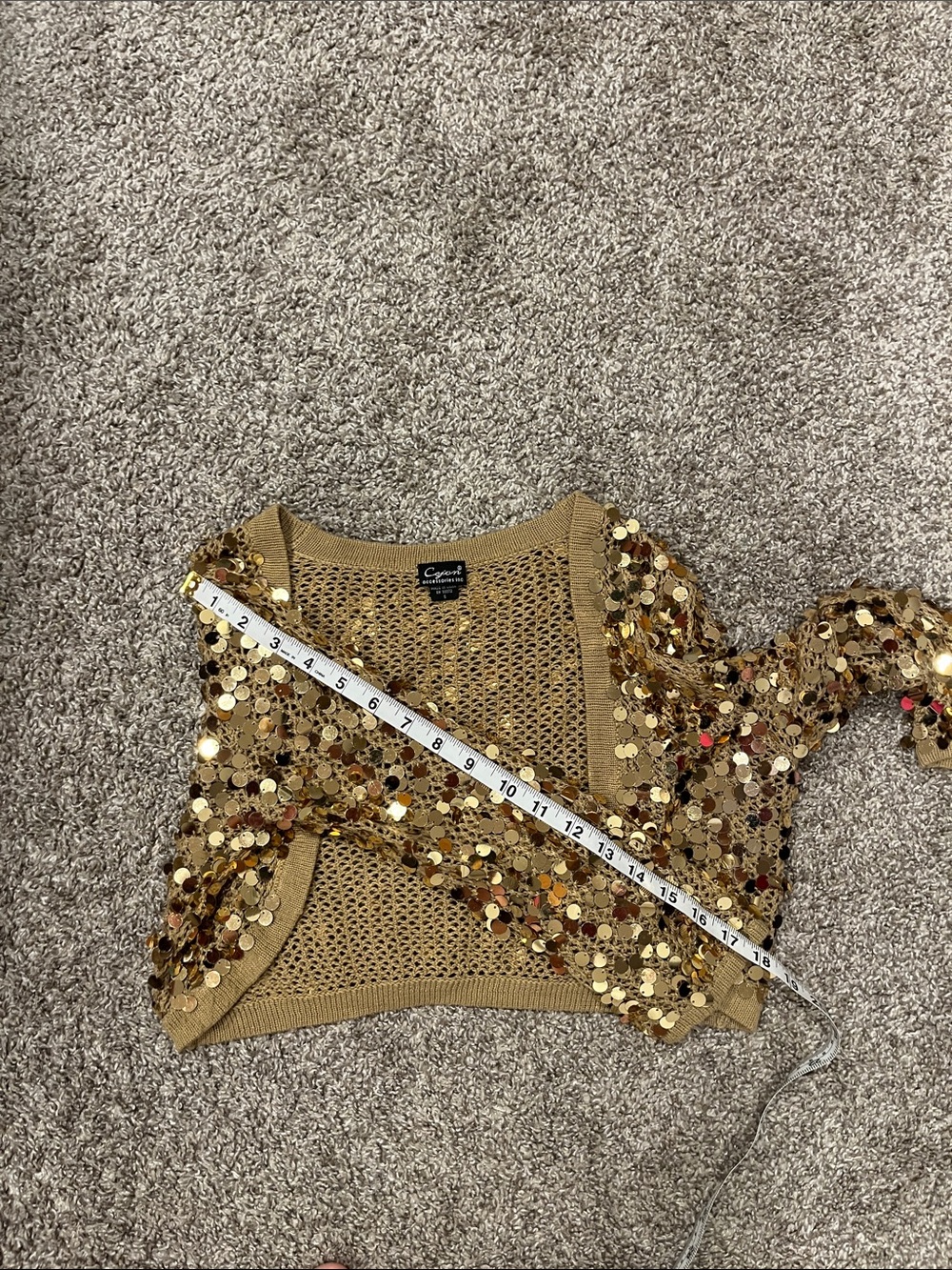 Cejon Accessories Y2K Gold Sequin Shrug Size Small - Picture 7 of 8
